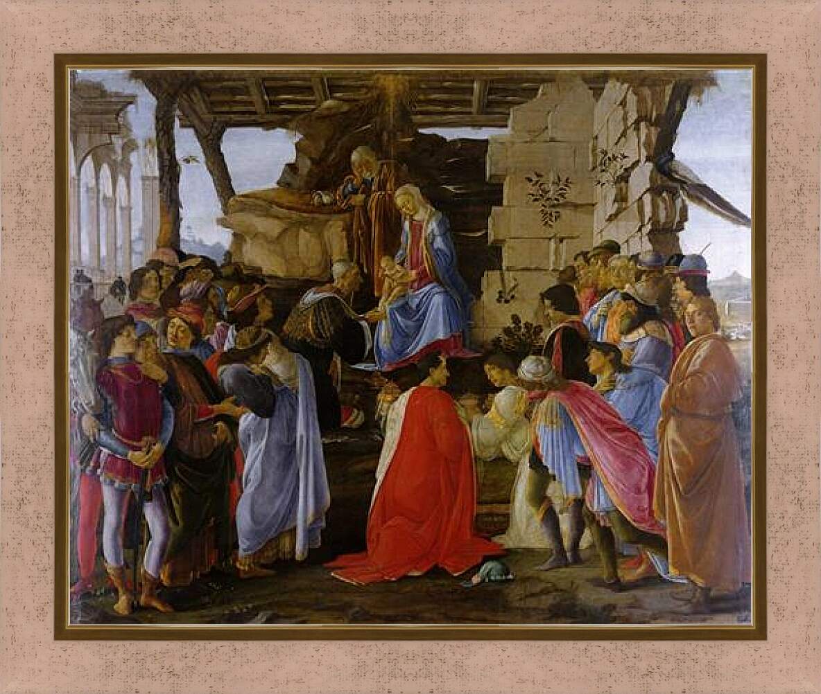 Картина в раме - Поклонение волхвов. Сандро Боттичелли