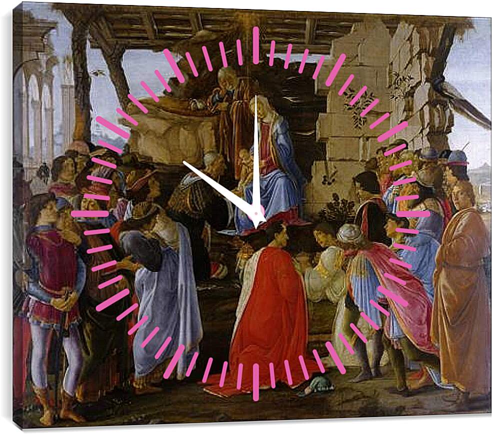 Часы картина - Поклонение волхвов. Сандро Боттичелли