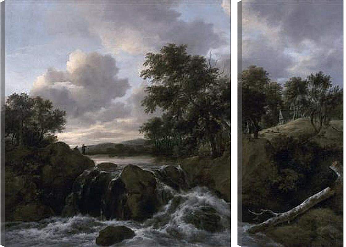 Модульная картина - Landscape with Waterfall. Якоб ван Рейсдал
