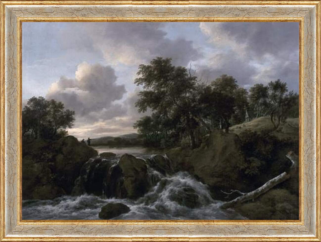 Картина в раме - Landscape with Waterfall. Якоб ван Рейсдал