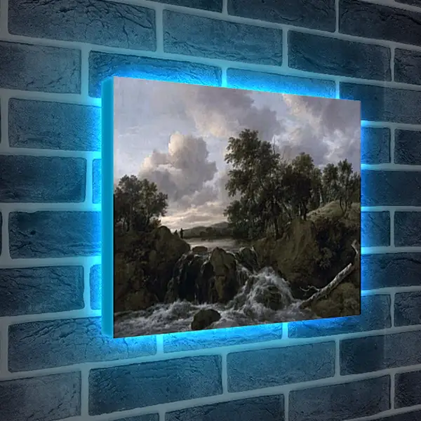 Лайтбокс световая панель - Landscape with Waterfall. Якоб ван Рейсдал