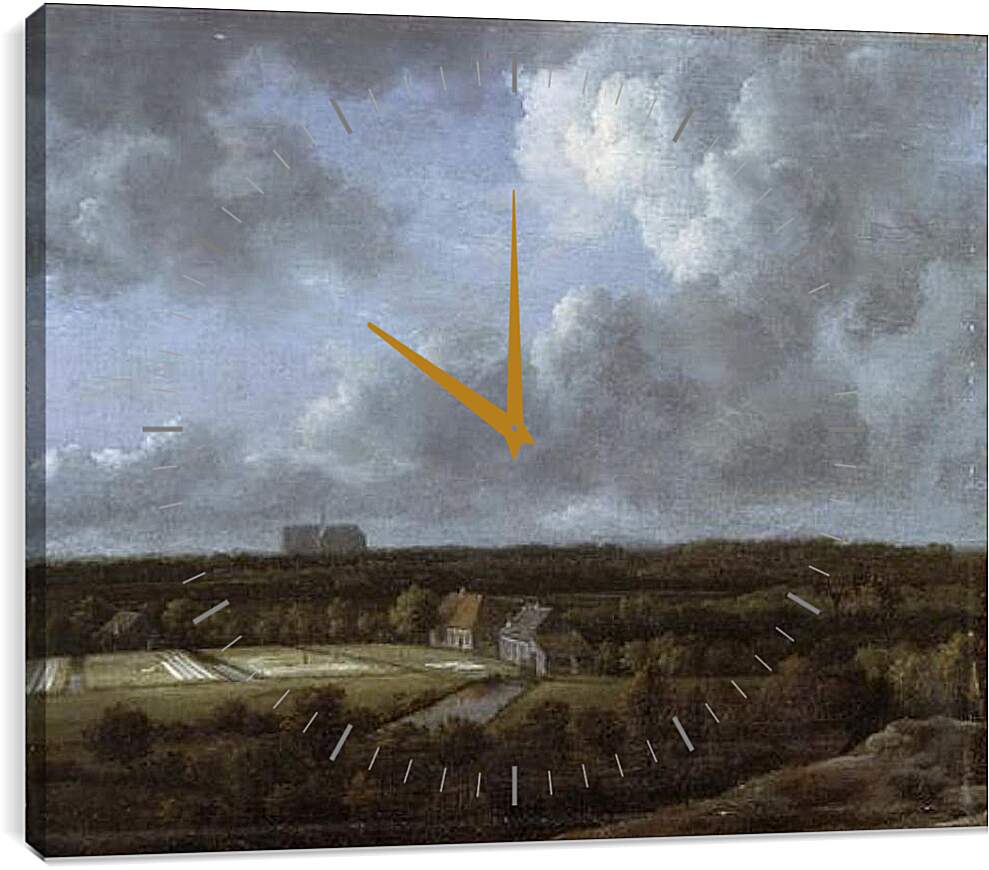 Часы картина - Bleaching Fields to the North-Northeast of Haarlem. Якоб ван Рейсдал