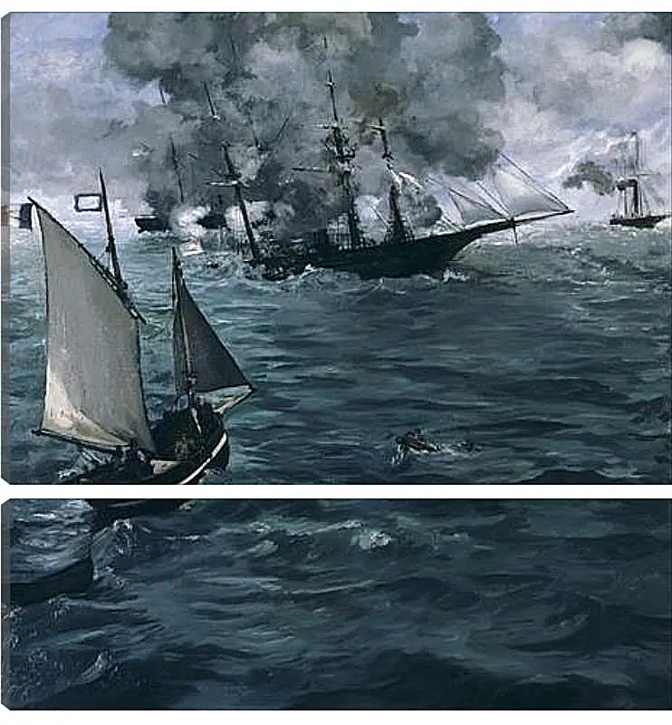 Модульная картина - Battle of the Kearsarge and the Alabama. Эдуард Мане