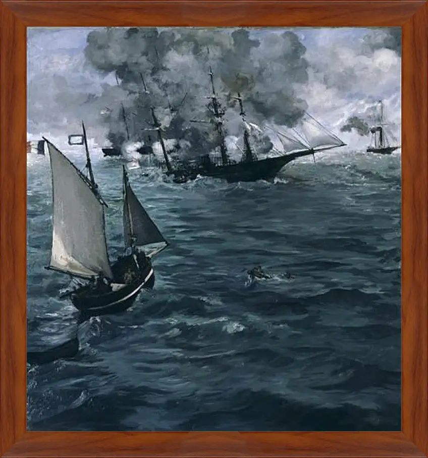 Картина в раме - Battle of the Kearsarge and the Alabama. Эдуард Мане