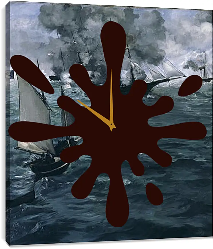 Часы картина - Battle of the Kearsarge and the Alabama. Эдуард Мане