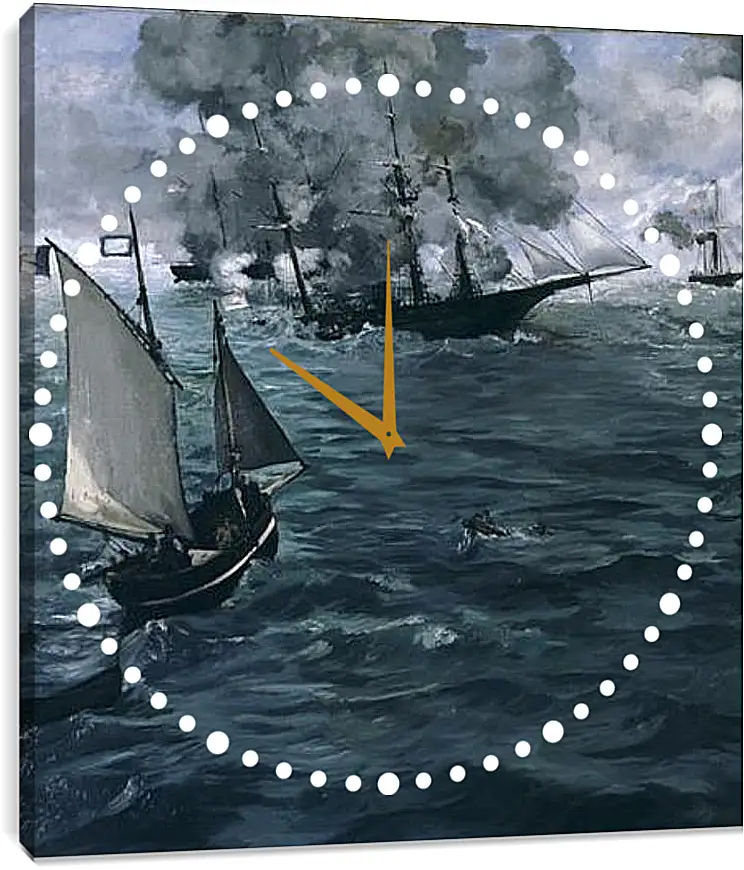 Часы картина - Battle of the Kearsarge and the Alabama. Эдуард Мане