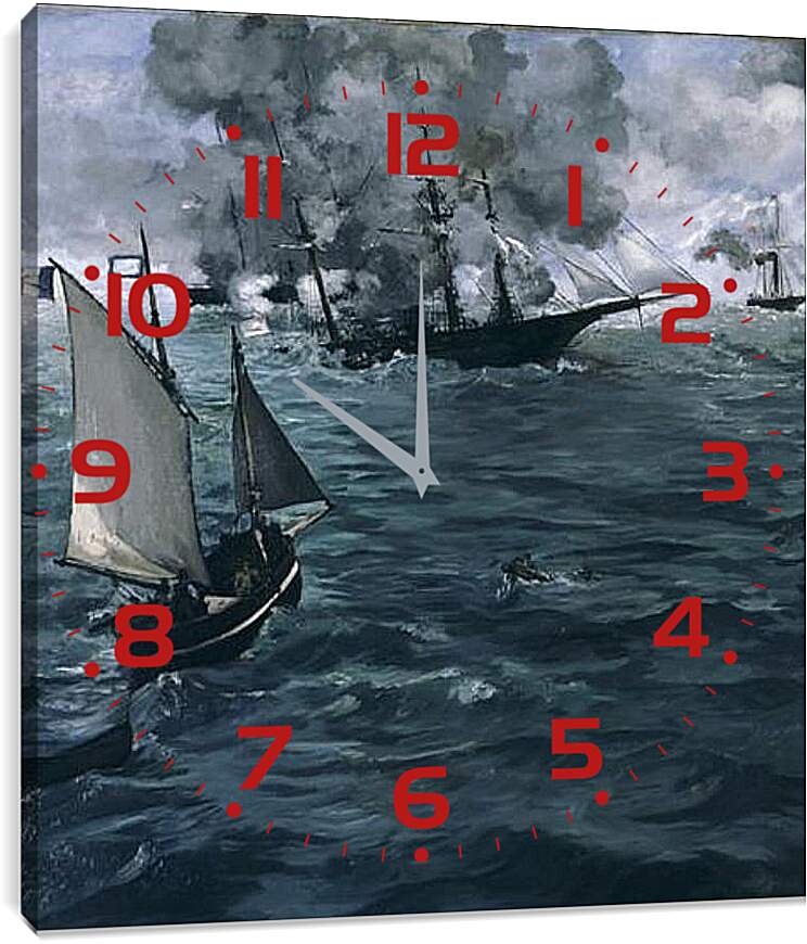 Часы картина - Battle of the Kearsarge and the Alabama. Эдуард Мане