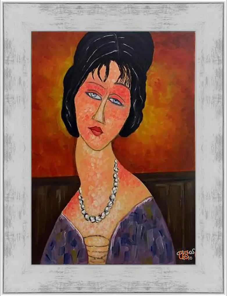 Картина в раме - Jeanne Hebuterne con collana. Жанна Эбютерн с ожерельем. Амедео Модильяни