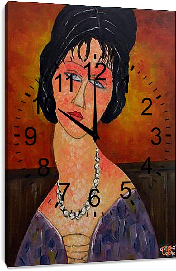 Часы картина - Jeanne Hebuterne con collana. Жанна Эбютерн с ожерельем. Амедео Модильяни