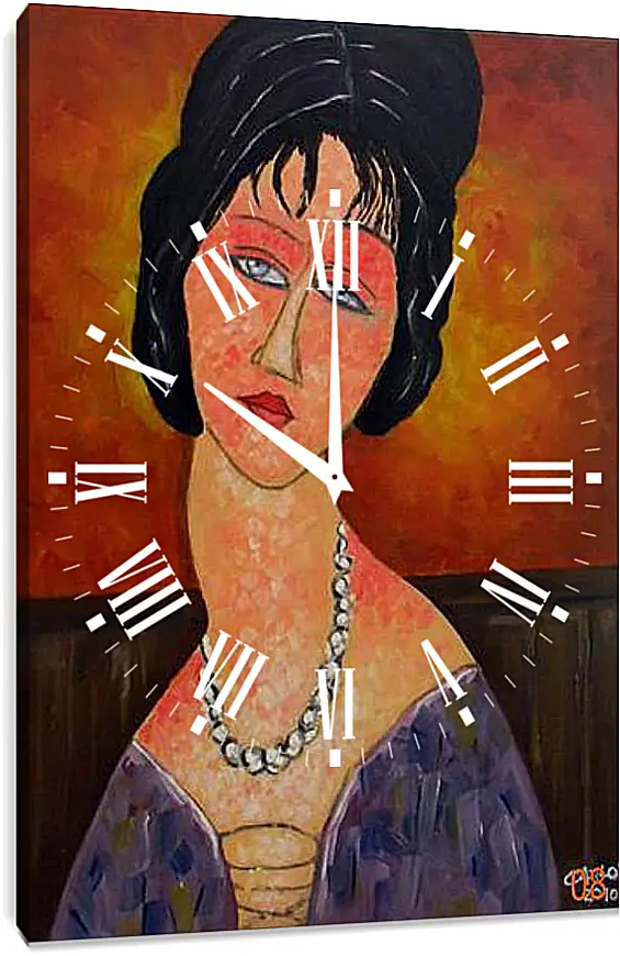 Часы картина - Jeanne Hebuterne con collana. Жанна Эбютерн с ожерельем. Амедео Модильяни