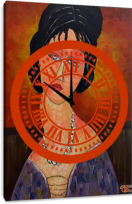Часы картина - Jeanne Hebuterne con collana. Жанна Эбютерн с ожерельем. Амедео Модильяни