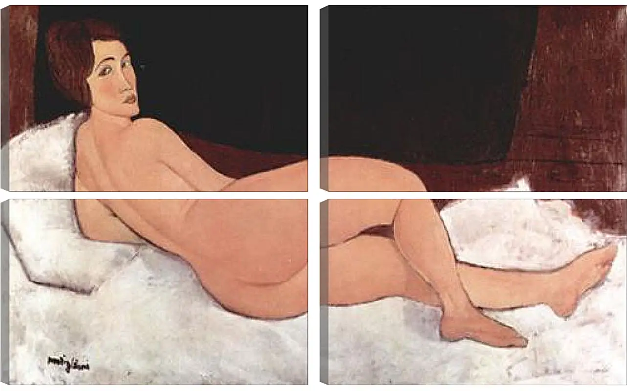 Модульная картина - Reclining Nude. Лежащая обнаженная 1. Амедео Модильяни