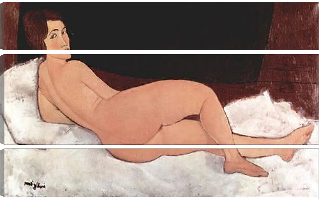 Модульная картина - Reclining Nude. Лежащая обнаженная 1. Амедео Модильяни