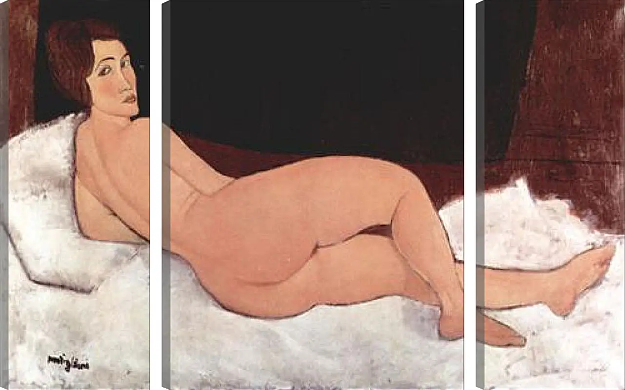 Модульная картина - Reclining Nude. Лежащая обнаженная 1. Амедео Модильяни