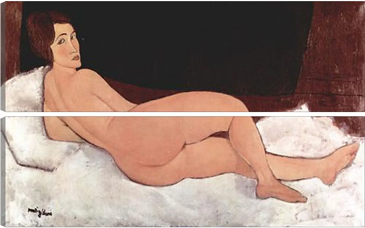 Модульная картина - Reclining Nude. Лежащая обнаженная 1. Амедео Модильяни