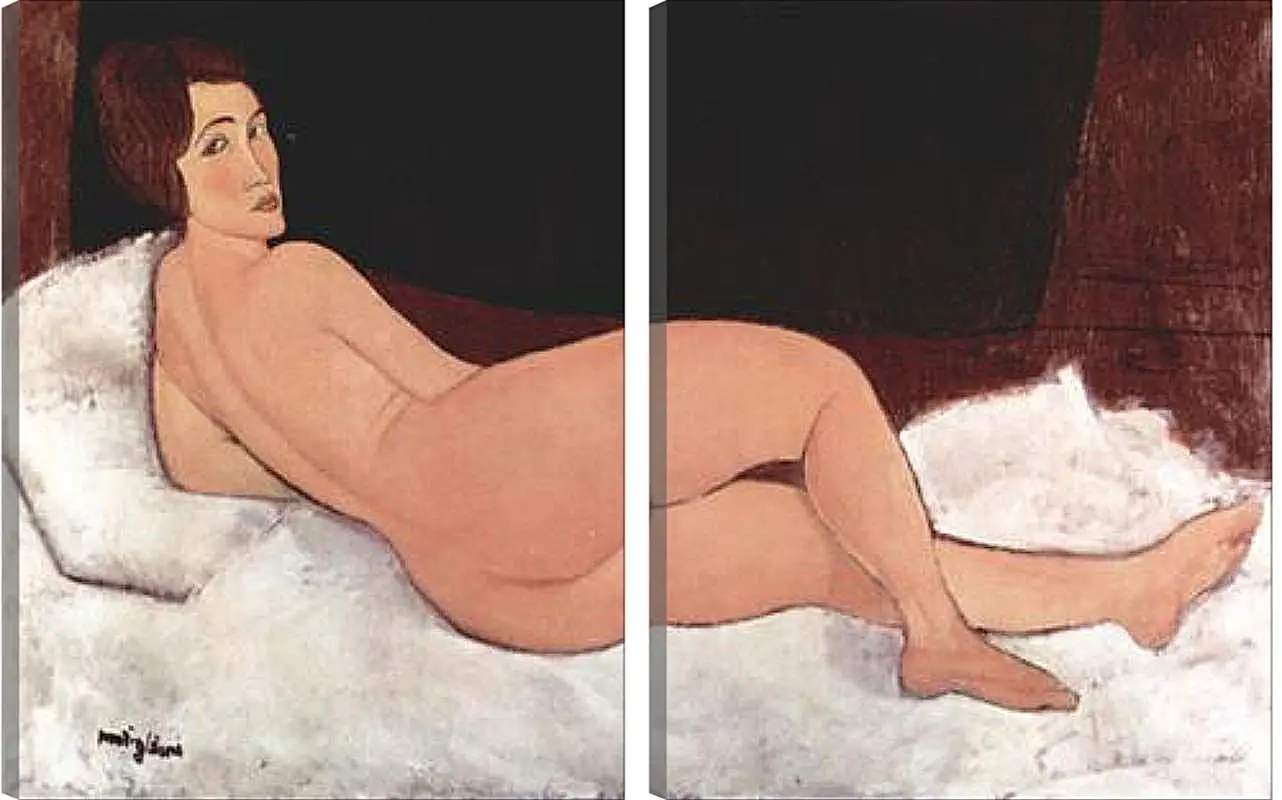 Модульная картина - Reclining Nude. Лежащая обнаженная 1. Амедео Модильяни