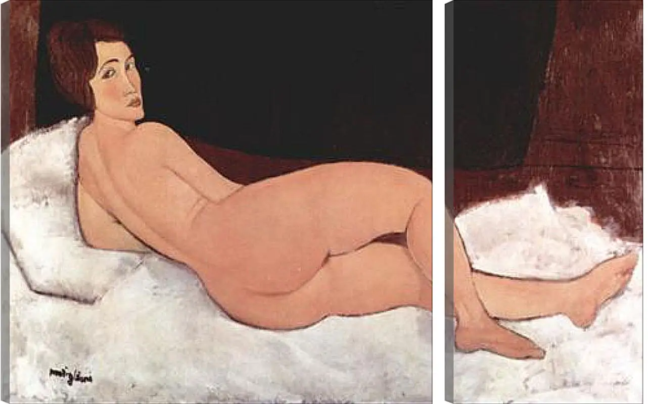 Модульная картина - Reclining Nude. Лежащая обнаженная 1. Амедео Модильяни