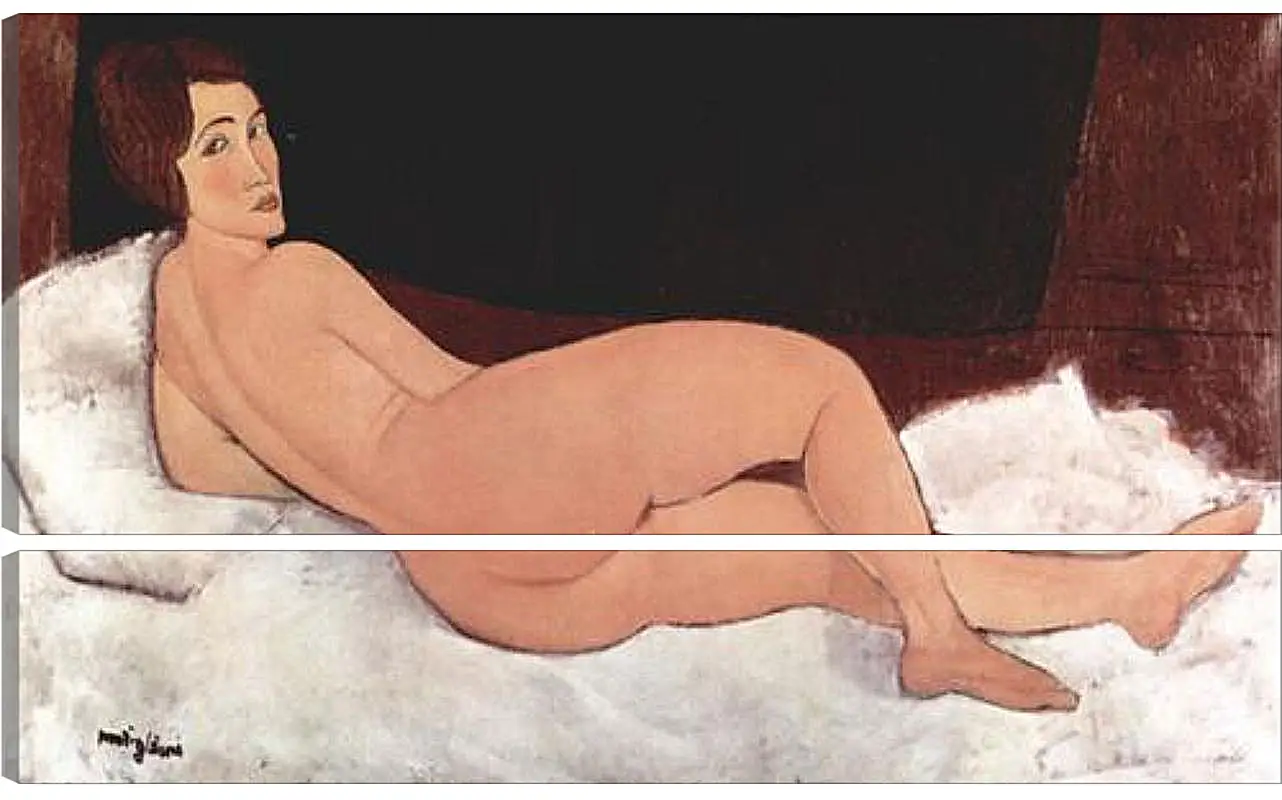 Модульная картина - Reclining Nude. Лежащая обнаженная 1. Амедео Модильяни