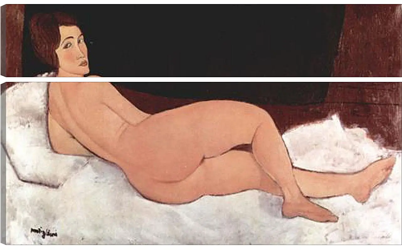 Модульная картина - Reclining Nude. Лежащая обнаженная 1. Амедео Модильяни