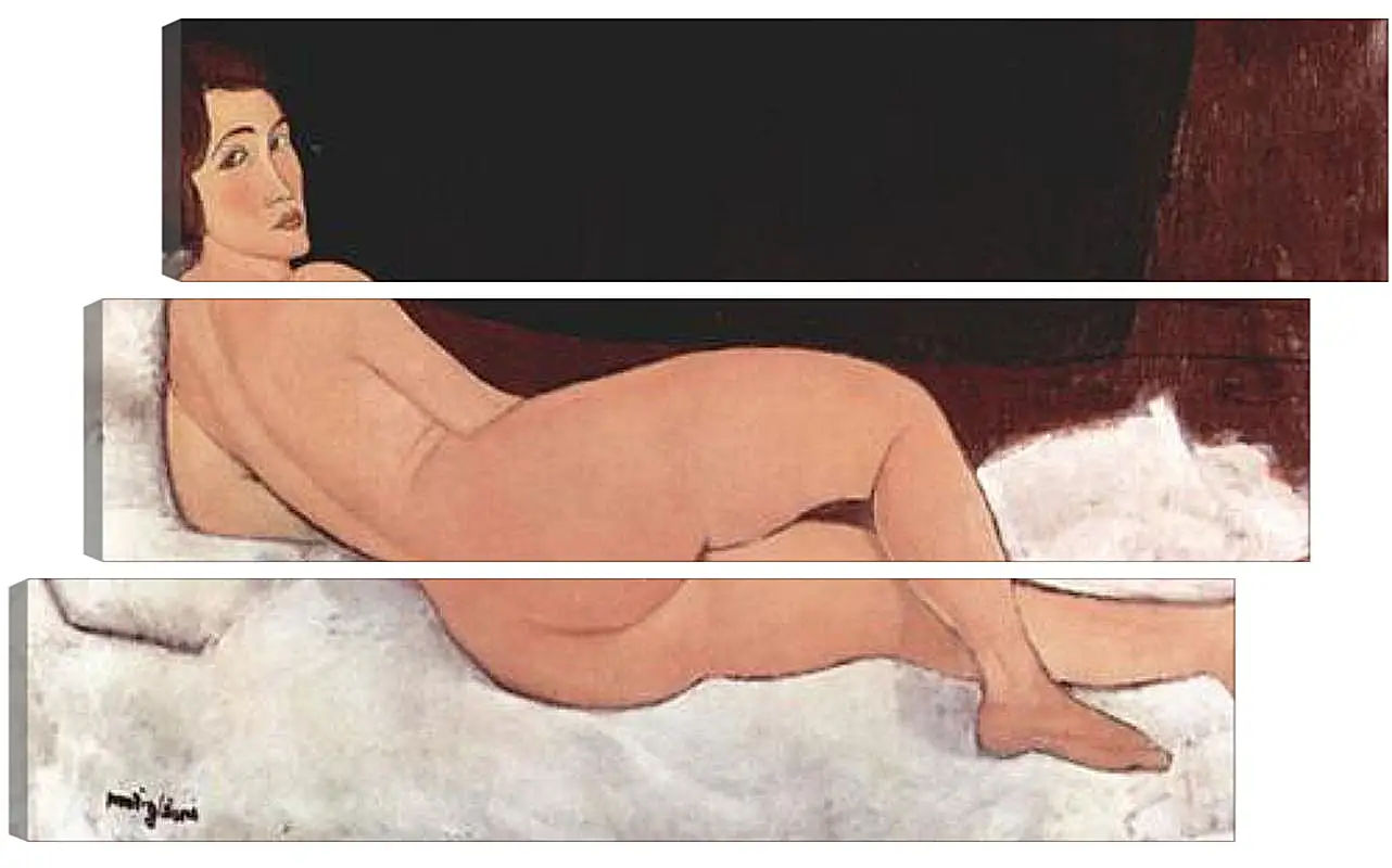 Модульная картина - Reclining Nude. Лежащая обнаженная 1. Амедео Модильяни