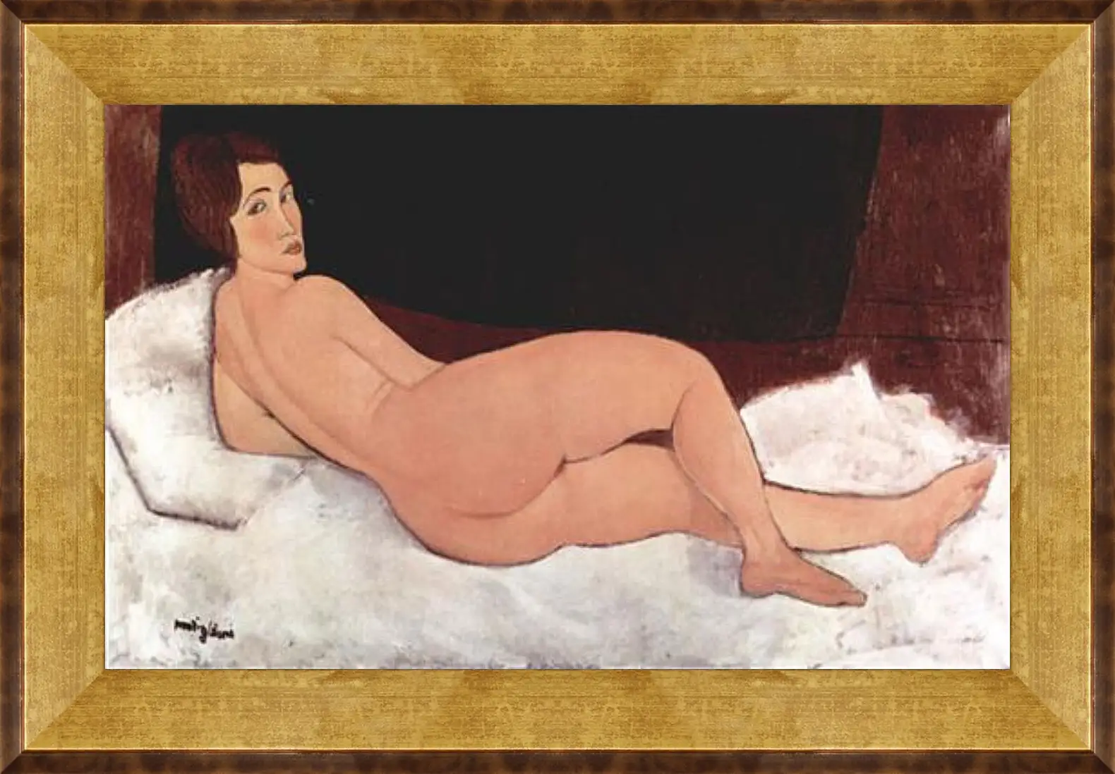 Картина в раме - Reclining Nude. Лежащая обнаженная 1. Амедео Модильяни