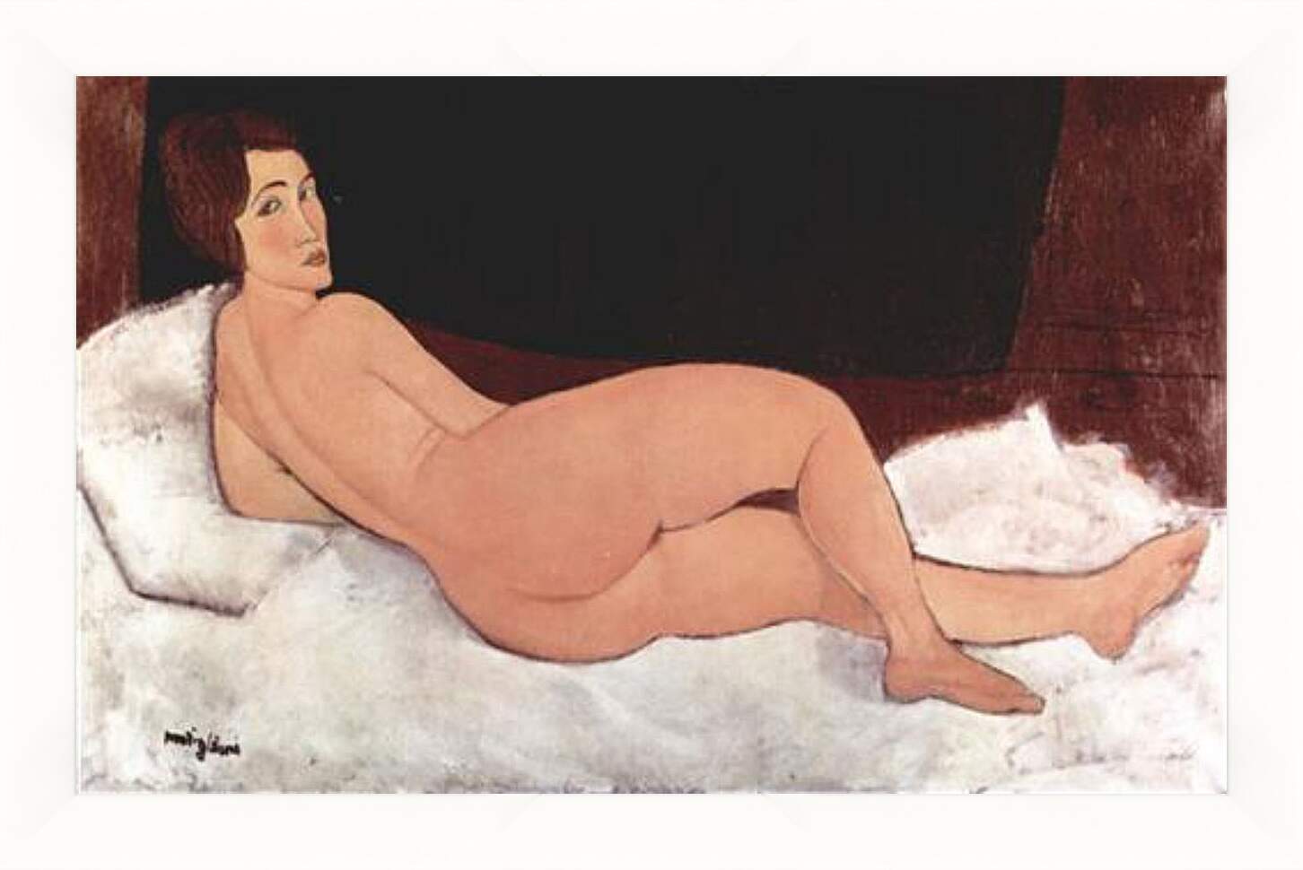 Картина в раме - Reclining Nude. Лежащая обнаженная 1. Амедео Модильяни
