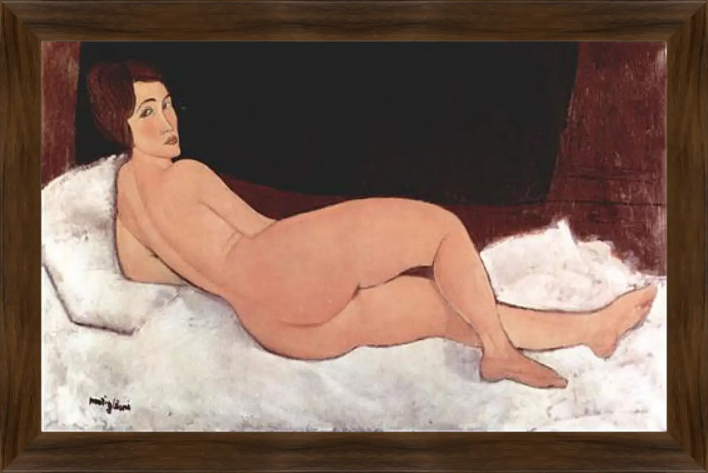 Картина в раме - Reclining Nude. Лежащая обнаженная 1. Амедео Модильяни