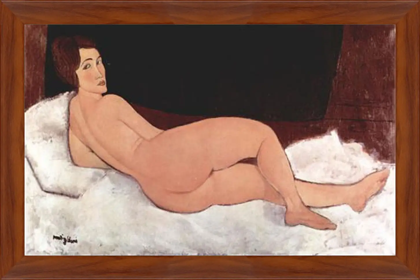 Картина в раме - Reclining Nude. Лежащая обнаженная 1. Амедео Модильяни