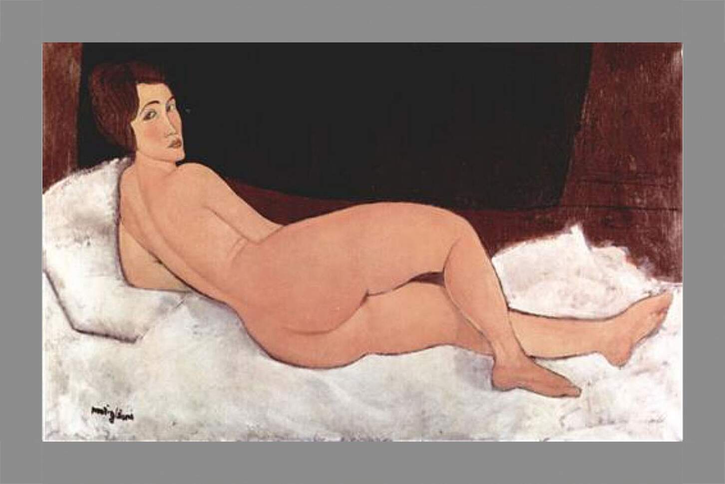 Картина в раме - Reclining Nude. Лежащая обнаженная 1. Амедео Модильяни