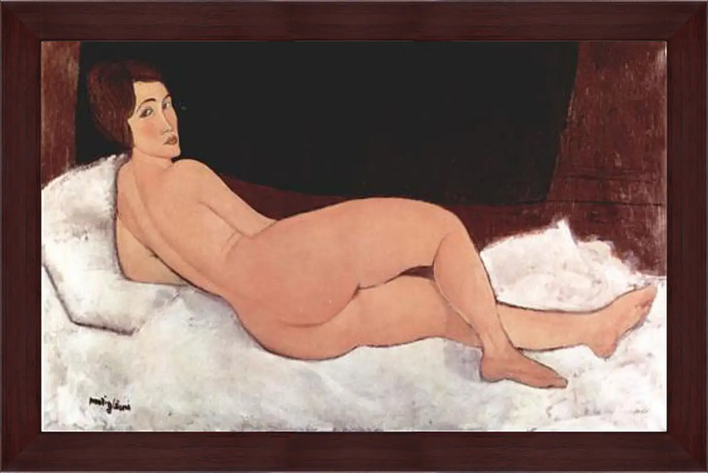 Картина в раме - Reclining Nude. Лежащая обнаженная 1. Амедео Модильяни