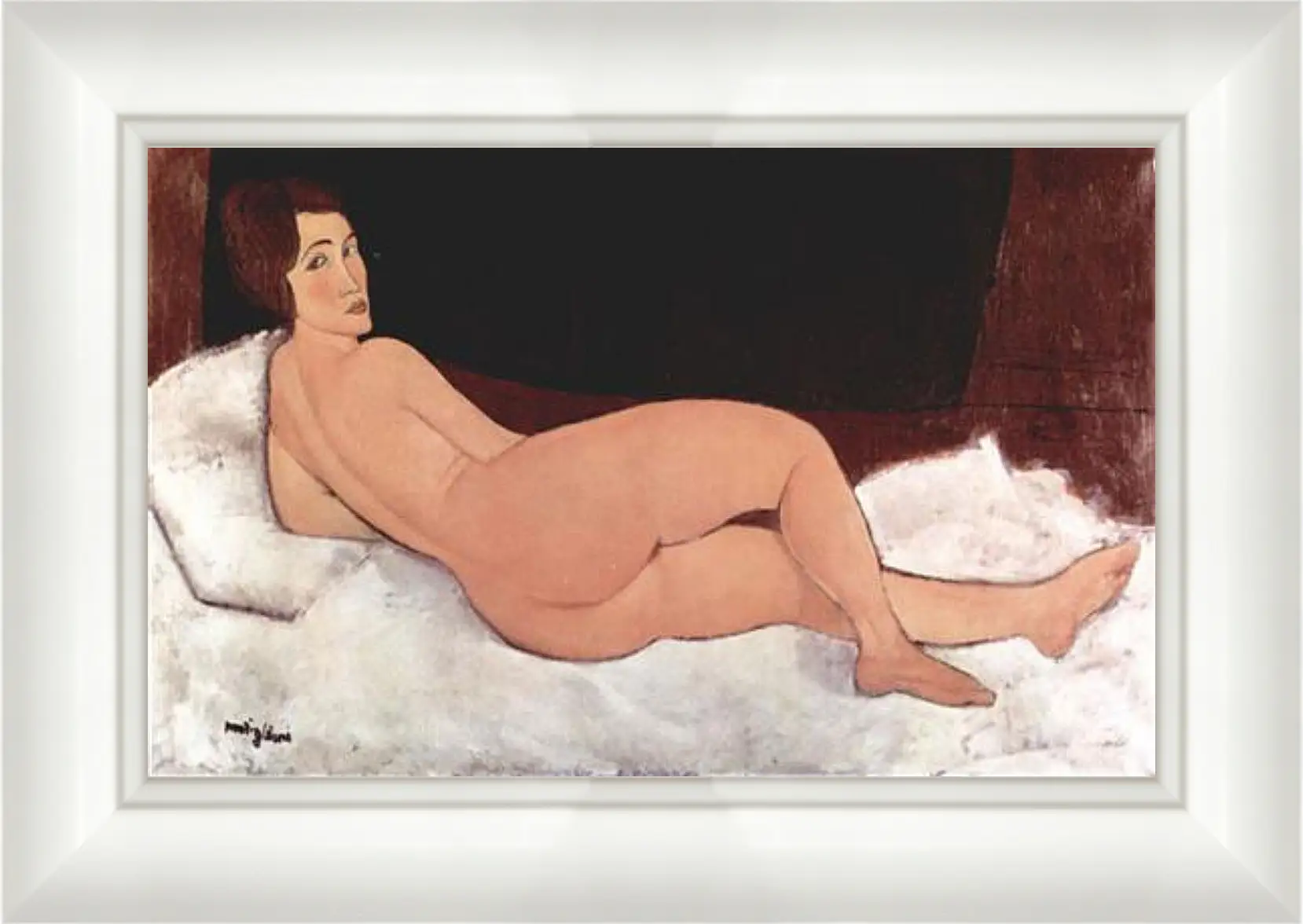 Картина в раме - Reclining Nude. Лежащая обнаженная 1. Амедео Модильяни