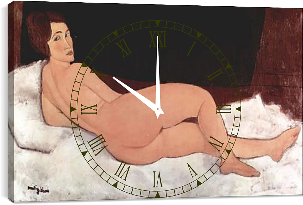 Часы картина - Reclining Nude. Лежащая обнаженная 1. Амедео Модильяни