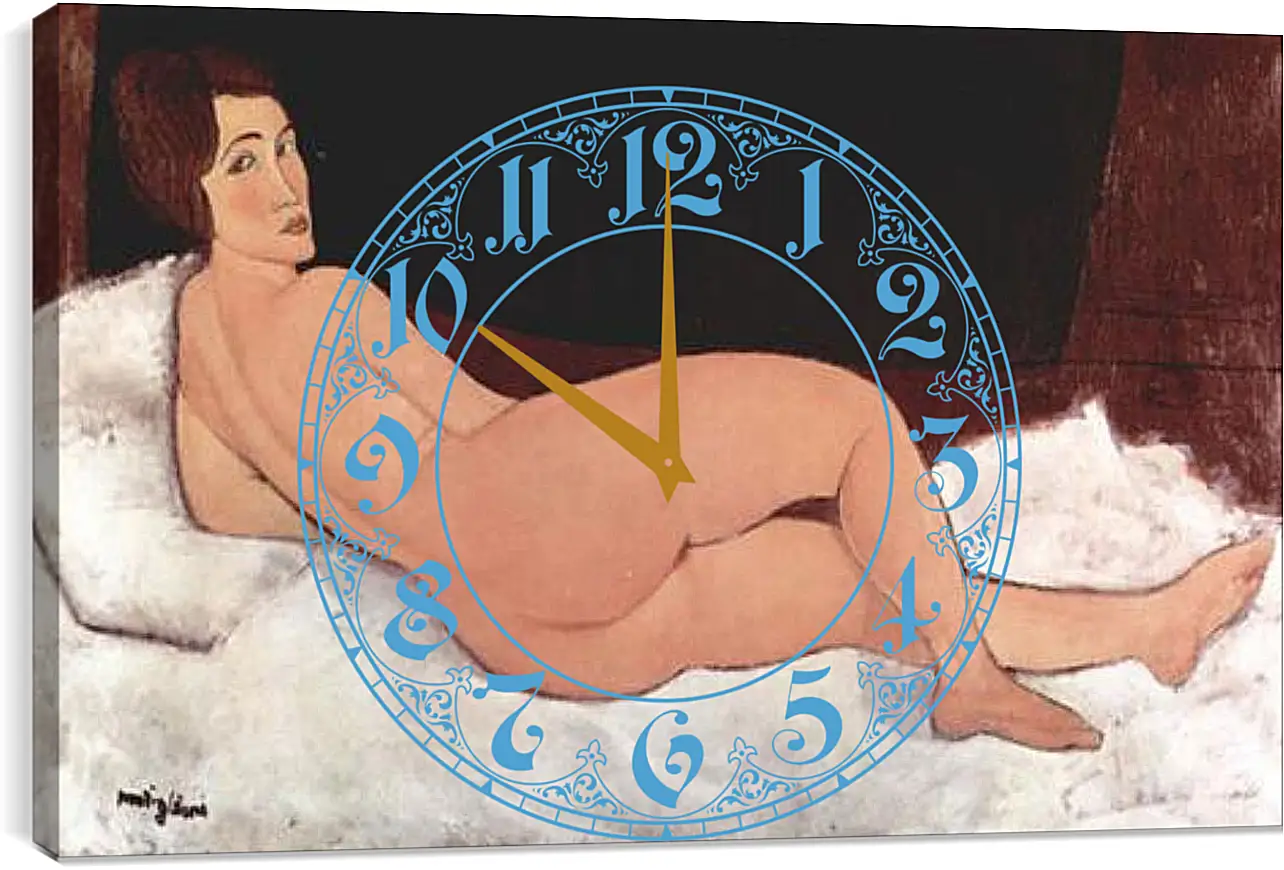 Часы картина - Reclining Nude. Лежащая обнаженная 1. Амедео Модильяни