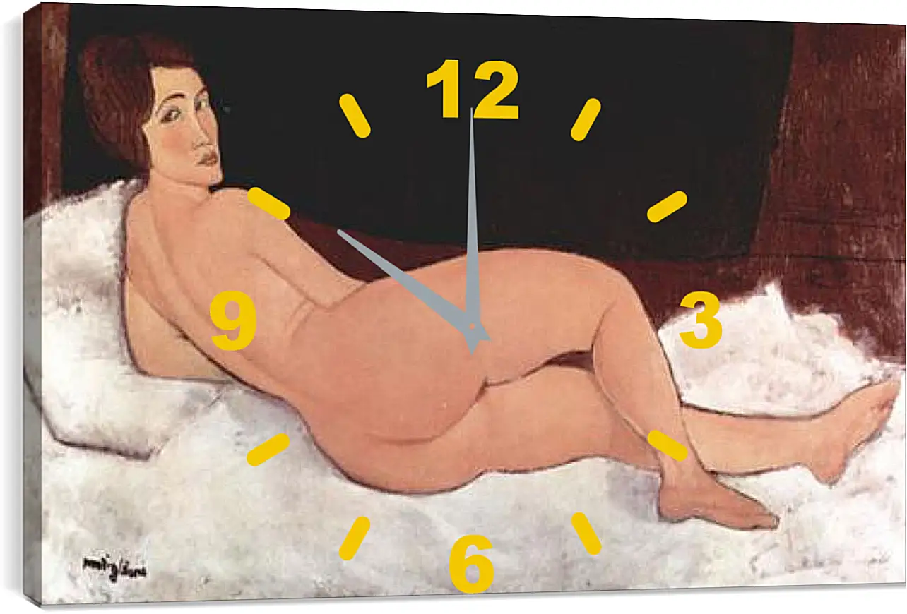 Часы картина - Reclining Nude. Лежащая обнаженная 1. Амедео Модильяни