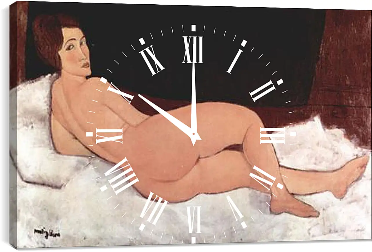 Часы картина - Reclining Nude. Лежащая обнаженная 1. Амедео Модильяни