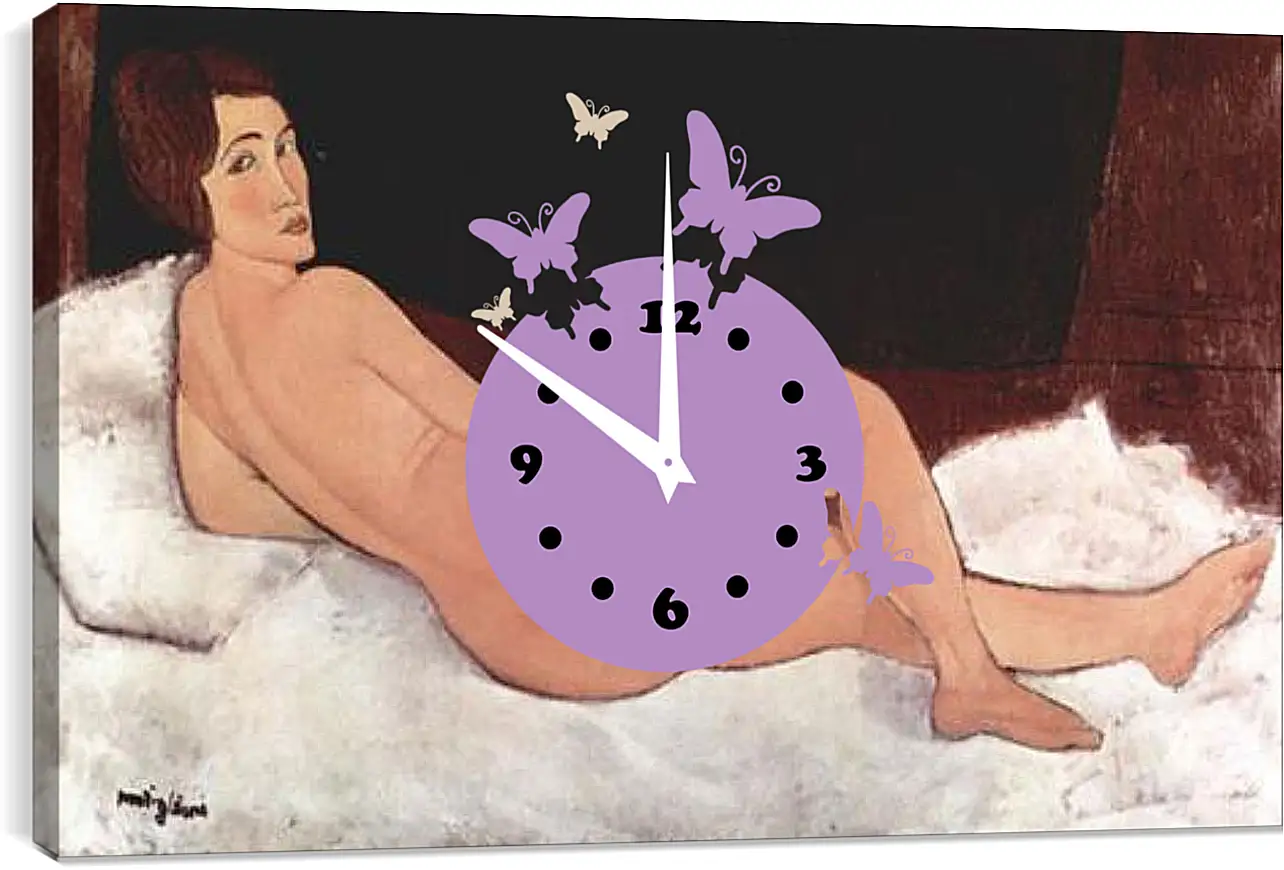 Часы картина - Reclining Nude. Лежащая обнаженная 1. Амедео Модильяни