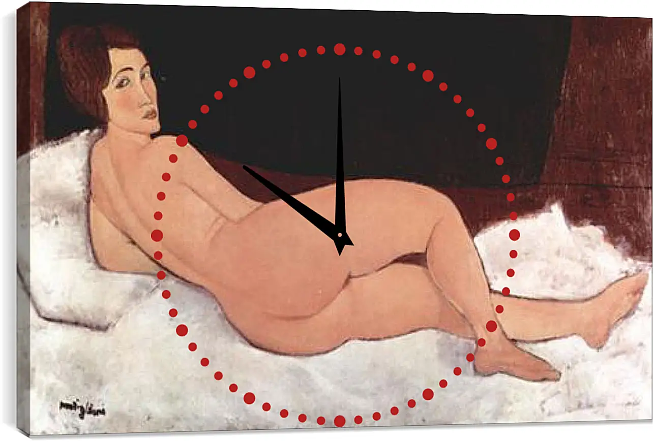 Часы картина - Reclining Nude. Лежащая обнаженная 1. Амедео Модильяни
