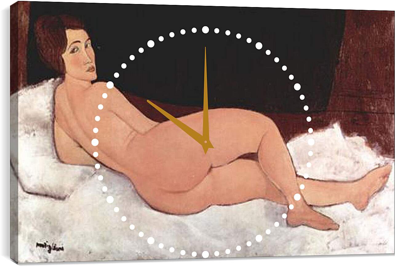 Часы картина - Reclining Nude. Лежащая обнаженная 1. Амедео Модильяни