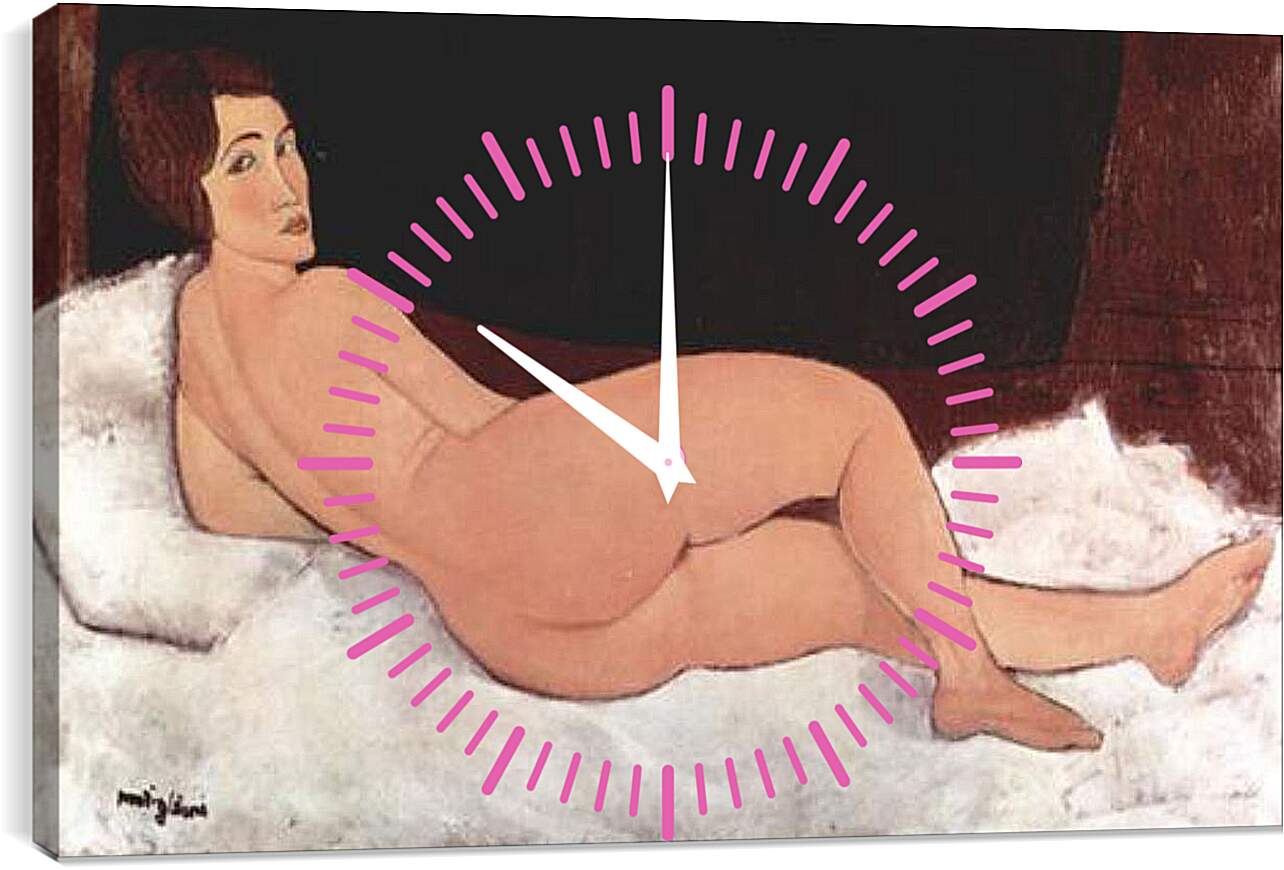 Часы картина - Reclining Nude. Лежащая обнаженная 1. Амедео Модильяни