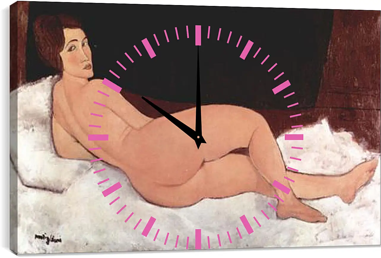 Часы картина - Reclining Nude. Лежащая обнаженная 1. Амедео Модильяни