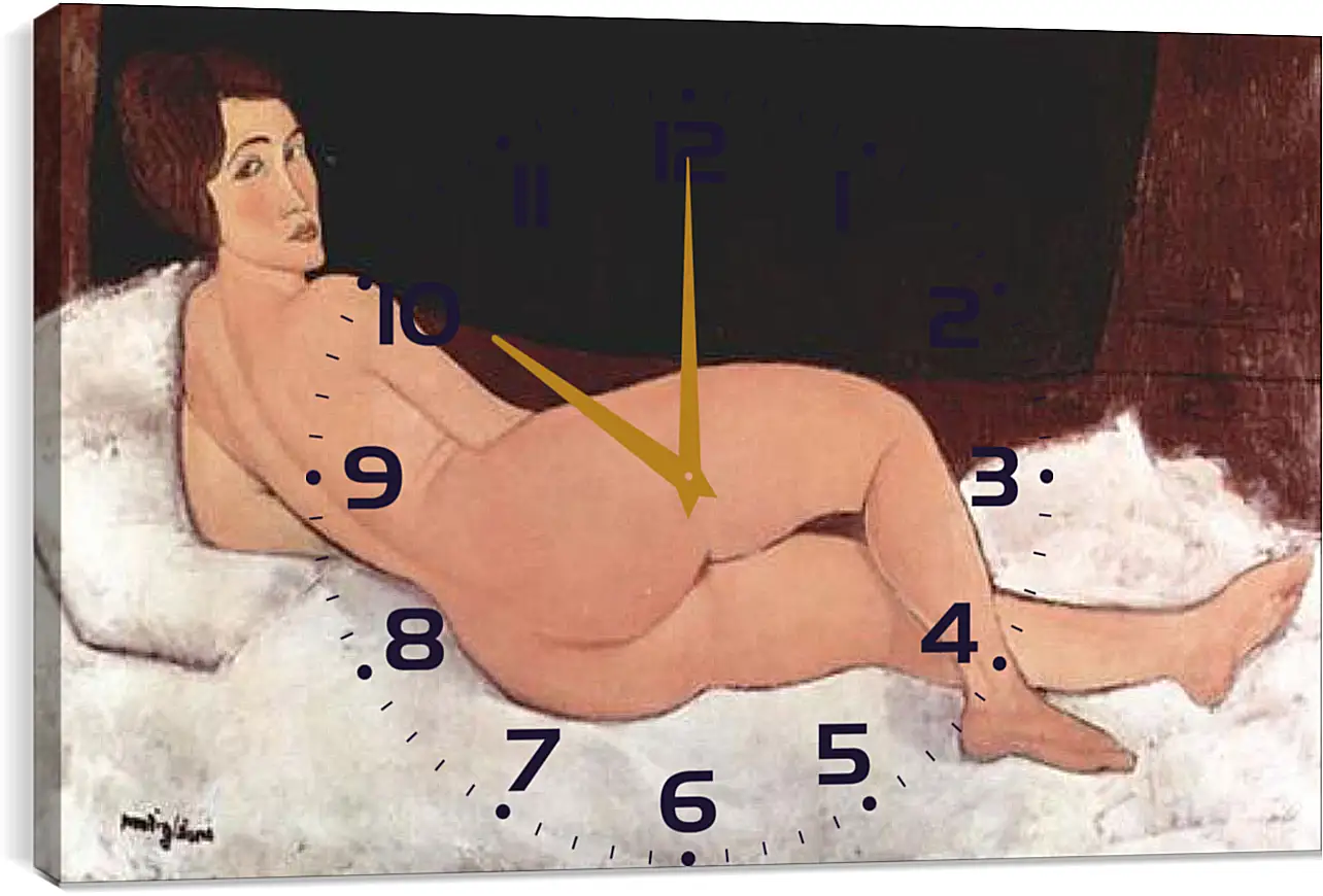 Часы картина - Reclining Nude. Лежащая обнаженная 1. Амедео Модильяни