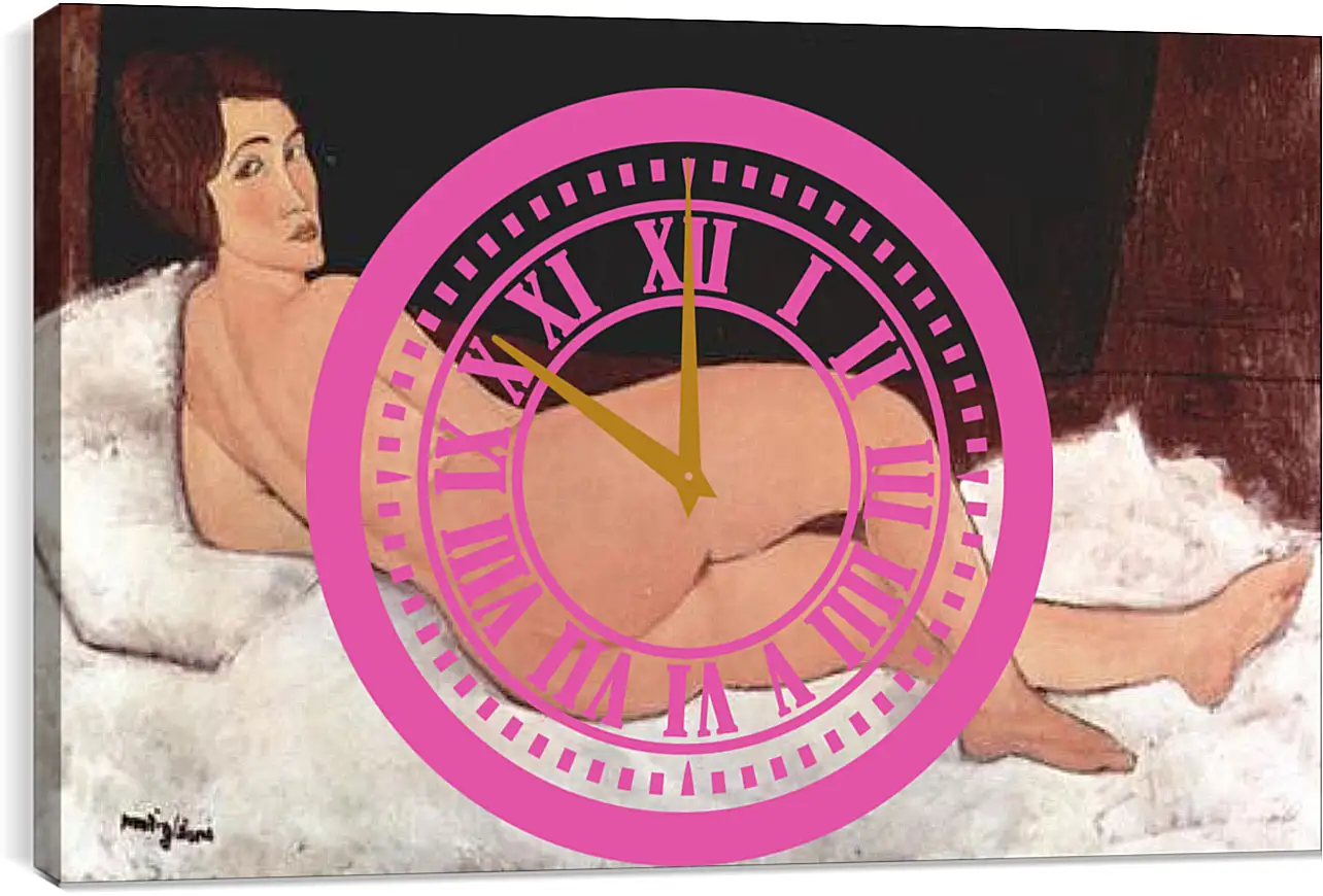 Часы картина - Reclining Nude. Лежащая обнаженная 1. Амедео Модильяни