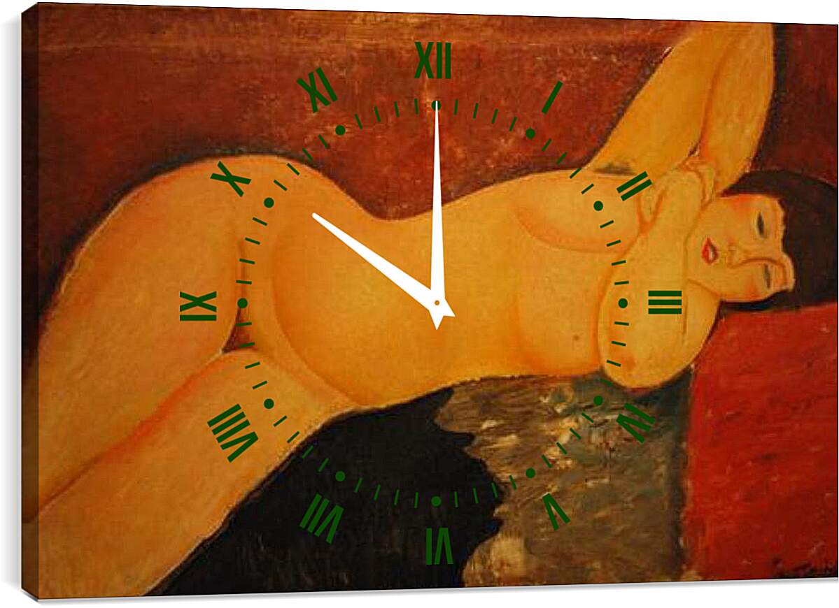 Часы картина - Nu couche.. Обнажённое на кушетке. Амедео Модильяни