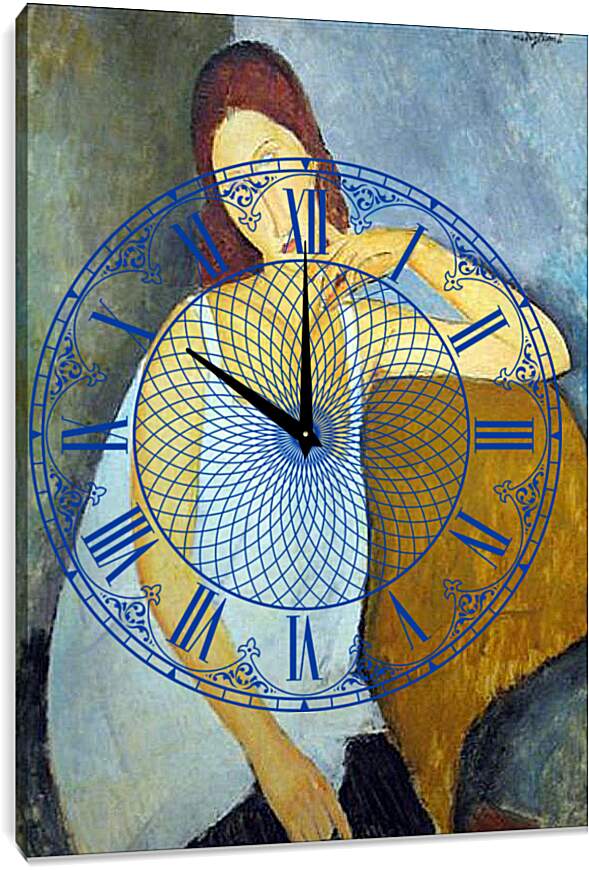 Часы картина - Jeanne Hebuterne Anagoria. Портрет Жанны Эбютерн. Амедео Модильяни