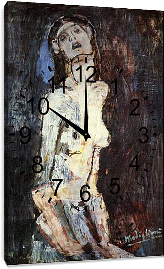 Часы картина - Nu Assis. Страдающая обнажённая. Амедео Модильяни