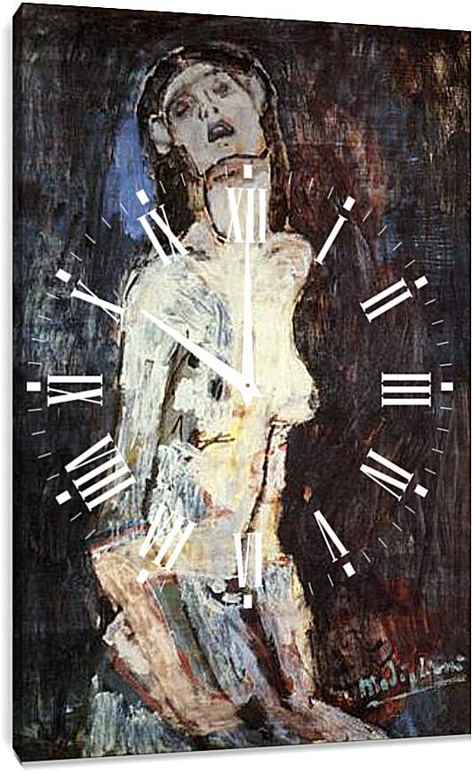 Часы картина - Nu Assis. Страдающая обнажённая. Амедео Модильяни