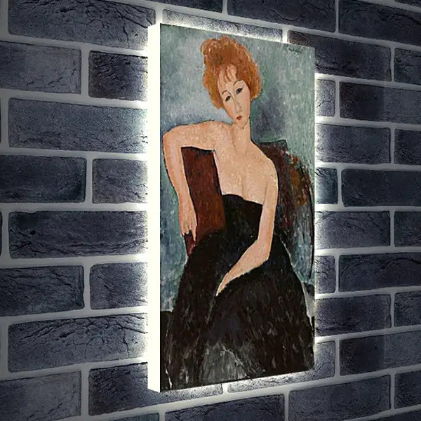 Лайтбокс световая панель - Redheaded Girl in Evening Dress. Рыжеволосая девушка в вечернем платье. Амедео Модильяни