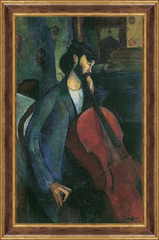 Картина в раме - The Cellist. Виолончелист. Амедео Модильяни