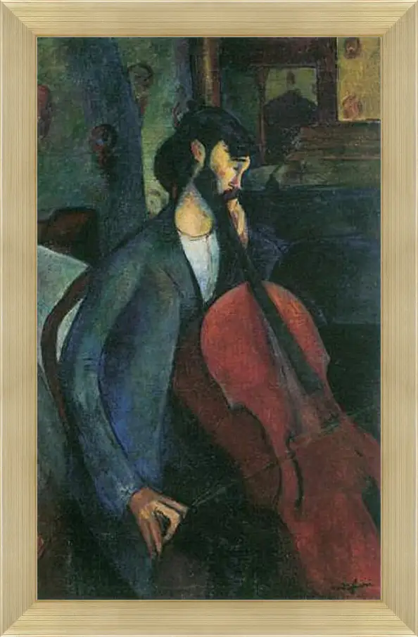 Картина в раме - The Cellist. Виолончелист. Амедео Модильяни