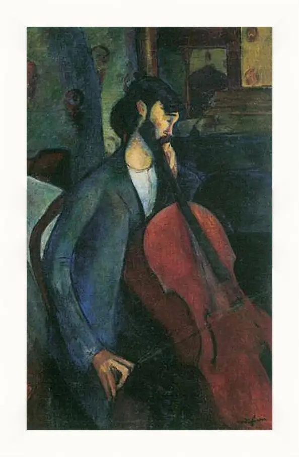 Картина в раме - The Cellist. Виолончелист. Амедео Модильяни